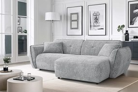 Svetlosivá ženilková rohová pohovka (pravý roh/s leňoškou) Nelia – Ropez