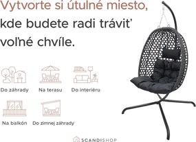 Závesné kreslo MOLINE so stojanom, čierne