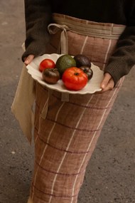 Ľanová zástera Kokki, škoricovo-biela bordeaux