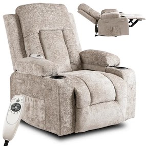 Masážne polohovateľné kreslo ARIEN bežový zamat - vintino.sk