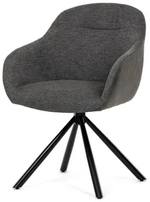Autronic - Židle jídelní, šedá látka a tmavě šedá látka v dekoru vintage kůže, černý kov, otočná P90°+ L90° s vratným mechanismem - - DCH-Y1143 GREY2…