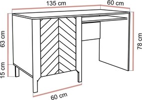 PISACÍ STÔL SALOME KAŠMÍR 135 cm