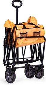 Skladací prepravný vozík, veľký záhradný plážový vozík, oranžový, 47x105 cm,