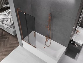 Mexen Velar L, 2-krídlová posuvná vaňová zástena 80 x 150 cm, 8mm šedé sklo, ružové zlato, 896-080-003-41-60