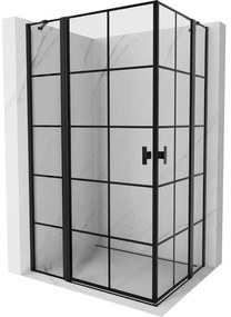 Mexen, Mexen Mist Duo výklopný sprchový kút 115 x 70 cm, čierna mriežka - 8A4-115L-070P-70-77