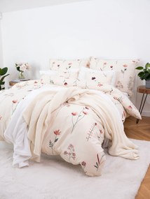 Predlžené bavlnené obliečky Renforcé – Vlčie maky bežové