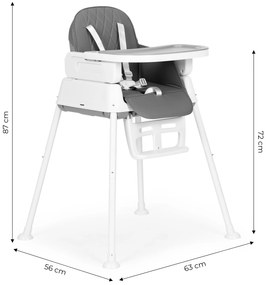 skladacia detská stolička na kŕmenie 3 v 1 sivá