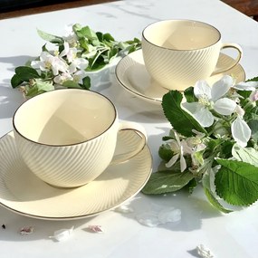 Porcelánová šálka s podšálkou Ecru Ice Cream 220 ml sada 2ks