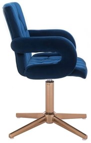 LuxuryForm DESIGN Stolička BOSTON VELUR na zlatom kríži - modrá