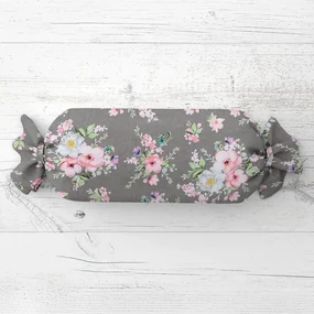 Biante Vankúš valec bonbon Sandra SA-553 Ružové kvety na sivom 15x60 cm