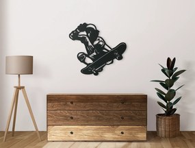 drevko Drevená nálepka na stenu Skateboardista Rozmer obrazu: 30 x 32,5 cm, Farba dekorácie: Čierna