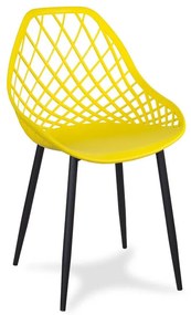 Dekorstudio Jedálenská stolička OSLO žltá na čiernych kovových nohách