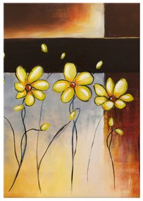 Gario Ručne maľovaný obraz Žlté kvietky Rozmery: 70 x 100 cm