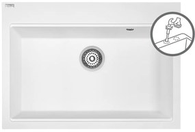 Laveo Tau, 1-komorový granitový drez 700x500x215 mm, biela, LAV-SBT_6107