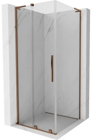 Mexen Velar L, sprchový kút s posuvnými dverami 110 x 110 cm, 8mm číre sklo, ružové zlato, 871-110-110-03-60