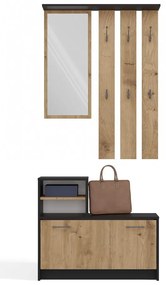 Predsieňová zostava Vayan 1 (antracit + dub artisan) (so zrkadlom). Akcia -18%. Vlastná spoľahlivá doprava až k Vám domov. 1132523