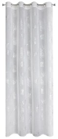 Biela záclona so striebornými listami CECIL na krúžkoch 140x250 cm