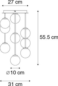 Inteligentné stropné svietidlo zlaté s dymovým sklom 9-svetiel vrátane 9 Wifi G9 - Atény