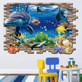 Veselá Stena Samolepka na stenu na stenu Roztomilé delfíny Veľkosť: 88 x 58 cm