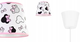 Detské závesné svietidlo Minnie, 1x textilné tienidlo so vzorom, s