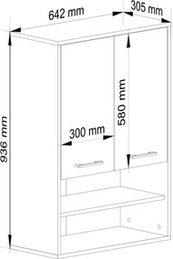 Kúpeľňová skrinka FIN H934 W64 2D 1P grafitová / biela