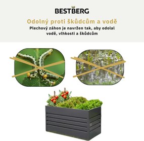 Vyvýšený záhradný záhon BestBerg VZ-735A / 735 l / 150 x 70 x 70 cm / šedá