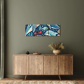 Obraz – Kreslené vodné zvieratká (s hodinami) (90x30 cm)