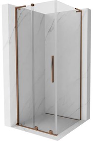 Mexen Velar L, sprchový kút s posuvnými dverami 90 x 90 cm, 8mm číre sklo, ružové zlato, 871-090-090-03-60
