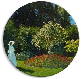 Artgeist Okrúhlý obraz - Woman in the Garden by Claude Monet - A Landscape of Vegetation in Spring Veľkosť: 40x40