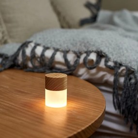 LED stolová lampa so stmievačom v prírodnej farbe so skleneným tienidlom (výška 6 cm) Lemelia – Gingko