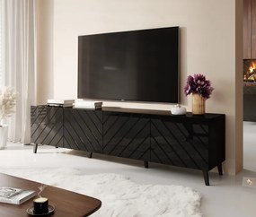 TV stand 200 ABETO mat black/ gloss black