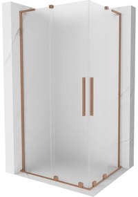 Mexen Velar L Duo, sprchový kút s posuvnými dverami 100 x 90 cm, 8mm sklo námraza, medená matná, 871-100-090-02-33-65