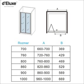 D‘Eluxe - SPRCHOVÉ DVERE - Sprchové dvere BIFOLD OJ12 76-100x18cm sprchové dvere skladacie číre 5 chróm univerzálna - ľavá/pravá 80 185 80x185 46.9