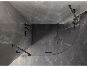Mexen Lunar, polkruhový sprchový kút naklápací doľava 100 x 80 cm, 8mm číre sklo, profil grafit brúsený, 833-100L-080P-66-00
