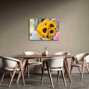 Obraz svadobnej kytice zo slnečníc (70x50 cm)