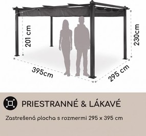 Blumfeldt Pantheon, pergola, prístrešok, 3 x 4 m, hliník, strieška proti slnku, polyester, sivá
