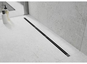 Mexen Flat Super Slim, super tenký odtokový žľab s 360° rotačným sifónom 50 cm, čierna matná, 1751050