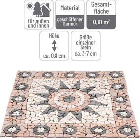 Mramorová mozaika, motív kvetina, 90 x 90 cm