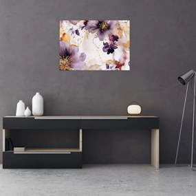 Sklenený obraz - Akvarelové kvety (70x50 cm)
