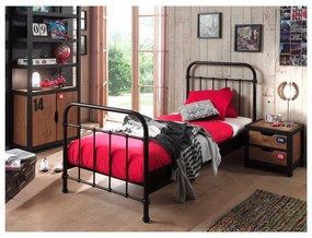 Čierna kovová detská posteľ Vipack New York, 90 × 200 cm