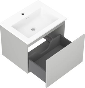 Mexen Orio, kúpeľňová skrinka 60 cm s umývadlom Otis, 1 zásuvka, šedá matná/biela matná, 91A10-06047-1-BF62-W18M01