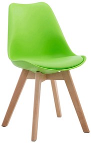 Stolička Borne V2 plast / koženka drevené nohy natura - Zelená