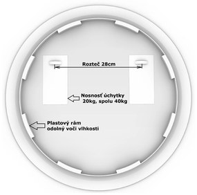 LED zrkadlo okrúhle Classico ⌀60cm studená biela - dotykový spínač