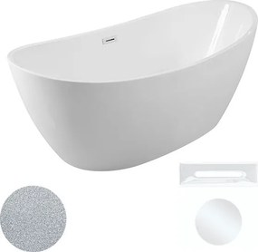 Besco Akrylátová voľne stojaca vaňa Ayla Glam S 170x80 BESCO-Typ výpuste: Click-Clack s prepadom, grafit, BESCO-Rozmery: 170x80, BESCO-Farba: Biela/s…