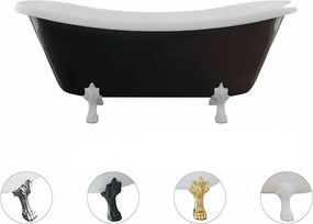 Besco Voľne stojaca vaňa zo sanitárneho kompozitu Amelia BW 190x77 s prepadom BESCO-Typ výpuste: Click-Clack s prepadom, chróm, BESCO-Nôžky: Biela