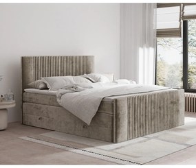 Svetlohnedá boxspring posteľ s úložným priestorom 160x200 cm Bergamo – Maison de Rêve