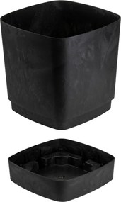 PLASTOVÝ KVETINÁČ CUBI 34X36,5 CM IMITÁCIA BETÓNU ČIERNA