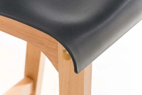 Barová stolička Hoover - plast, drevené nohy natur - Sivá