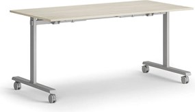 Mobilný stôl MATCH, 160x80 cm, sivá podnož, dub prírodný