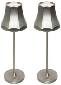 Sada 2 retro stolových lámp Gunmetal nabíjateľných IP44 - Granny